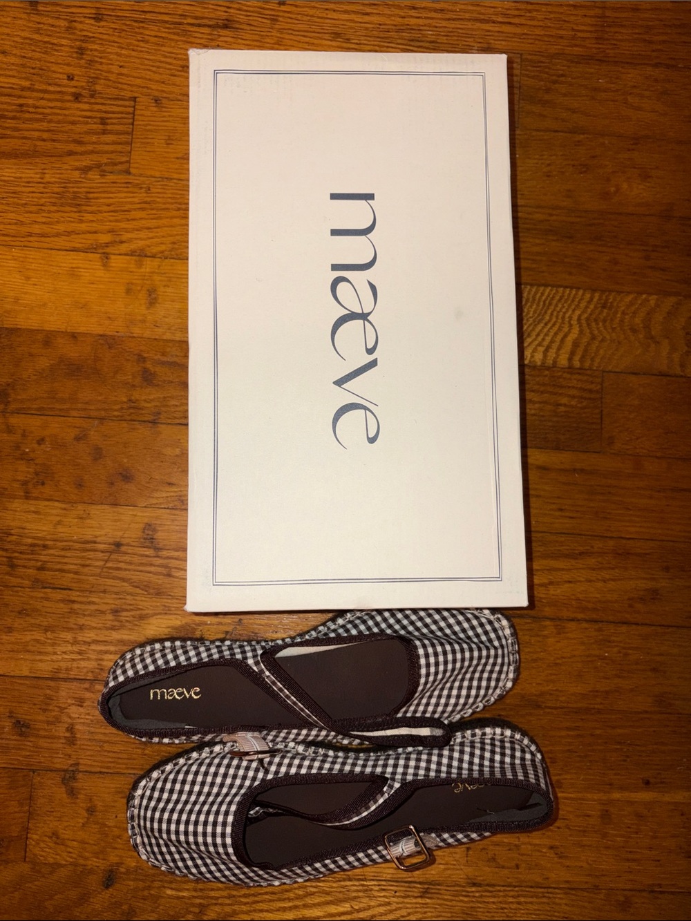 Maeve Brown & White Gingham Mary Jane Flats